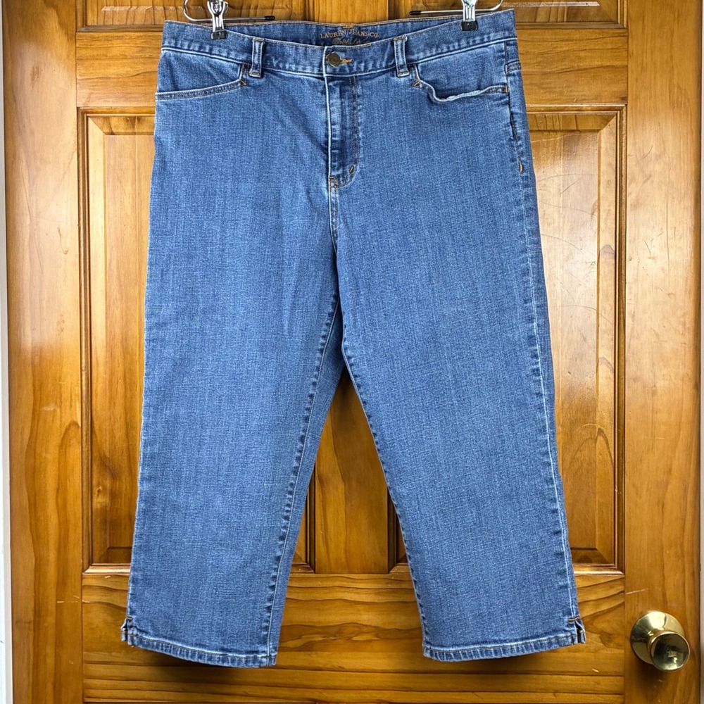 Lauren Ralph Lauren Womens Size 14 Blue Denim Capri Cropped Jeans Medium Wash